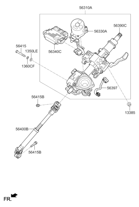 2017 Hyundai Ioniq Steering Column Assembly Diagram for 56310-G7500