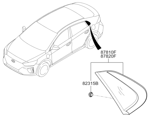 2018 Hyundai Ioniq Garnish Assembly-Quarter Fixed,RH Diagram for 87820-G2000