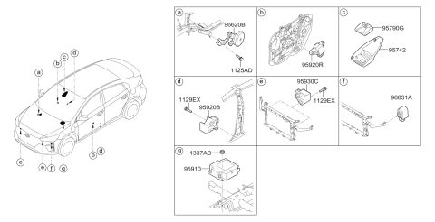 2018 Hyundai Ioniq Burglar Alarm Horn Assembly Diagram for 96630-G2500