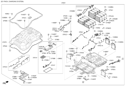 2017 Hyundai Ioniq HIGH VOLTAGE CABLE-BATTERY MOD Diagram for 375C5-G7000