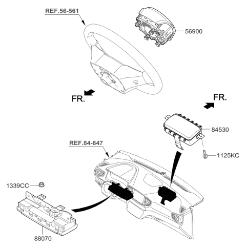 2018 Hyundai Ioniq Knee Air Bag Module Assembly Diagram for 56970-G2000-T9Y
