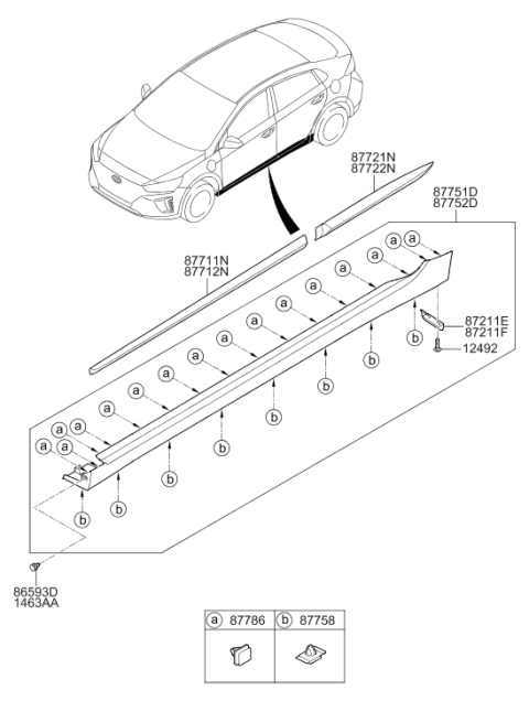 2017 Hyundai Ioniq Moulding Assembly-Waist Line Front Door,RH Diagram for 87712-G7000-T2S