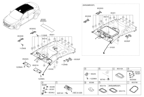 2017 Hyundai Ioniq Sun Visor Assembly Right Diagram for 85220-G2310-TTX