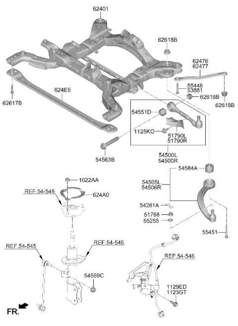 2026 Hyundai Ioniq 5 N Crossmember Complete Diagram for 62400-NI100