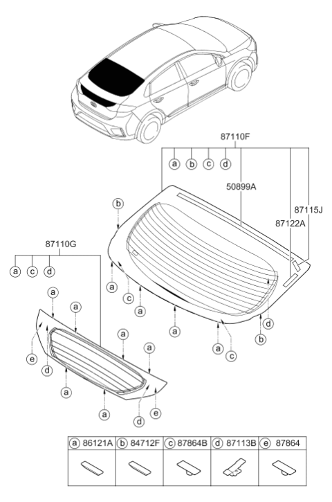 2019 Hyundai Ioniq Dam-Side Window Diagram for 87115-G2120