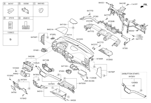 2017 Hyundai Ioniq Cowl Cross Bar Assembly Diagram for 84410-G2000