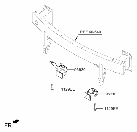 2017 Hyundai Ioniq High Pitch Horn Assembly Diagram for 96620-G2100