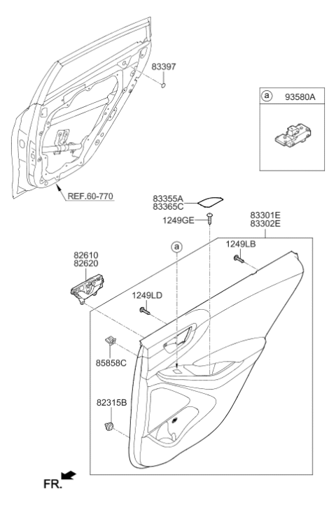 2017 Hyundai Ioniq Rear Door Trim Panel Assembly Left Hand Diagram for 83307-G2120-YGE