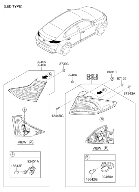 2018 Hyundai Ioniq Hybrid Rear Combination Lamp Diagram 2