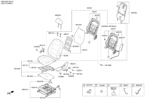 2018 Hyundai Ioniq Recline Lever Left Hand Diagram for 88520-G2001-T9Y