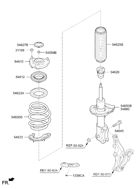 2017 Hyundai Ioniq Front Strut Assembly Right Diagram for 54661-G2900