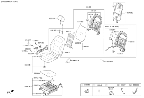 2018 Hyundai Ioniq Front Seat Back Assembly Right Hand Diagram for 88400-G2062-SHH