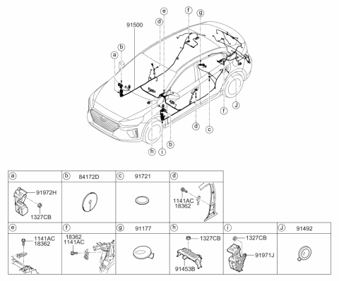 2018 Hyundai Ioniq Wiring Assembly Floor Diagram for 91530-G2130