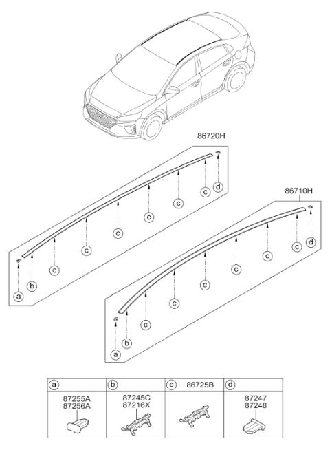 2019 Hyundai Ioniq Piece-Roof Garnish End Rear,RH Diagram for 87244-G2000