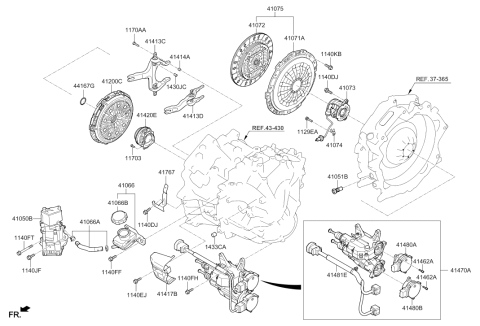 2018 Hyundai Ioniq Actuator-Engine Clutch Diagram for 41050-2B001