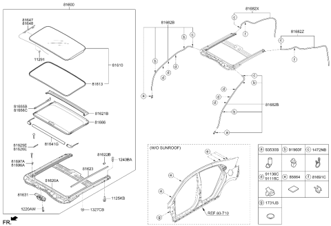 2017 Hyundai Ioniq Sunroof Sunshade Assembly Diagram for 81666-F2000-YGE