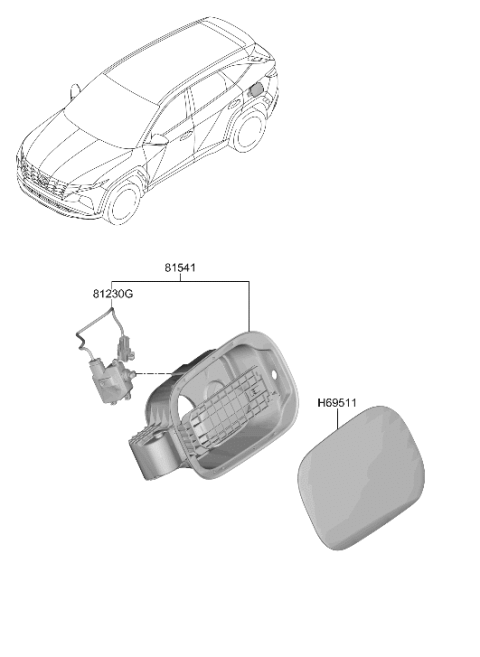 2022 Hyundai Tucson Housing Fuel Filler Door Diagram for 81595-CW000