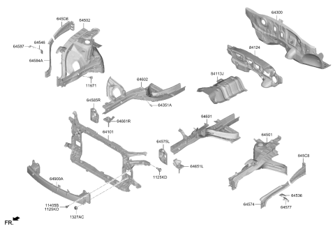 2024 Hyundai Tucson MEMBER ASSY-FRONT SIDE,RH Diagram for 64602-CW020