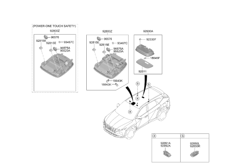 2022 Hyundai Tucson Room Lamp Assembly Diagram for 92850-L1000-MMH