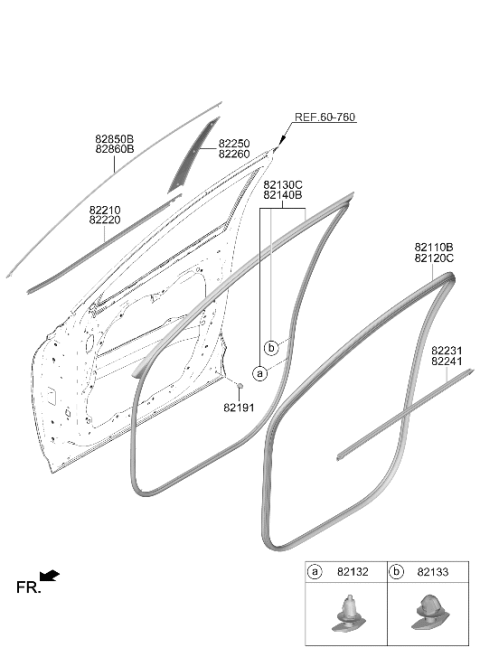 2024 Hyundai Tucson W/STRIP Assembly-FR Dr Side RH Diagram for 82140-CW000