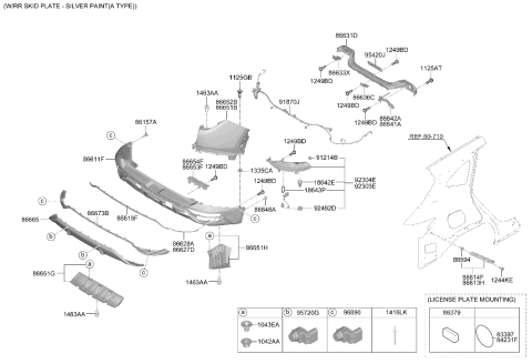 2024 Hyundai Tucson Rear Bumper Lower Cover Diagram for 86612-CW000