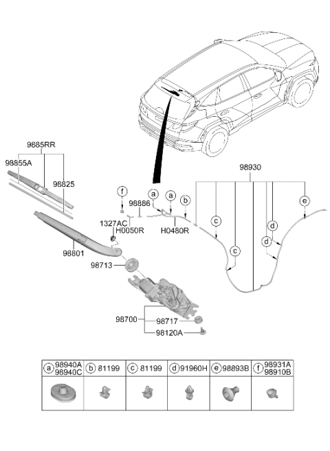 2023 Hyundai Tucson Arm Assembly-RR WIPER Diagram for 98820-R5000