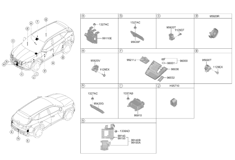 2024 Hyundai Tucson Air Bag Control Module Assembly Diagram for 95910-CW310