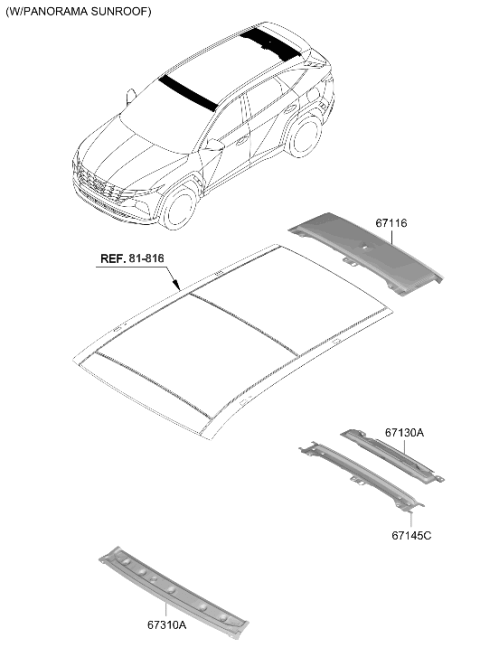 2024 Hyundai Tucson US Alabama made Roof Panel Diagram 3