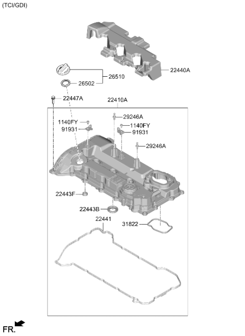 2024 Hyundai Tucson US Alabama made Rocker Cover Diagram 3