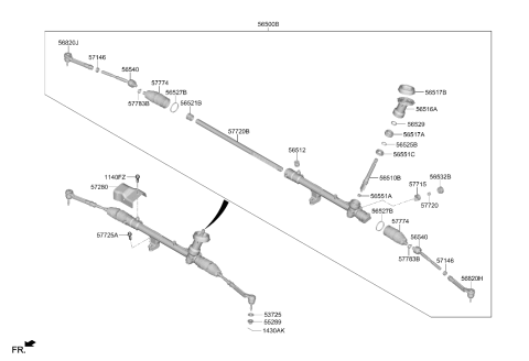 2024 Hyundai Tucson Steering Gear Assembly Diagram for 56500-CW100
