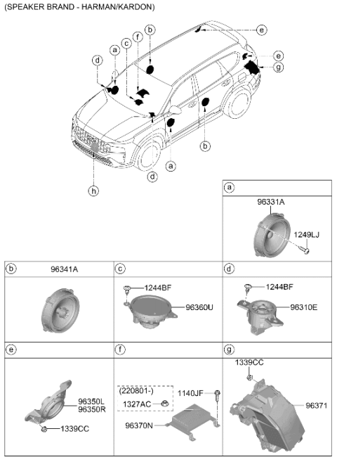 2022 Hyundai Santa Fe Hybrid Speaker Diagram 2