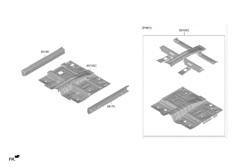 2021 Hyundai Santa Fe Hybrid Panel Assembly-Floor,Ctr Diagram for 65100-CL050