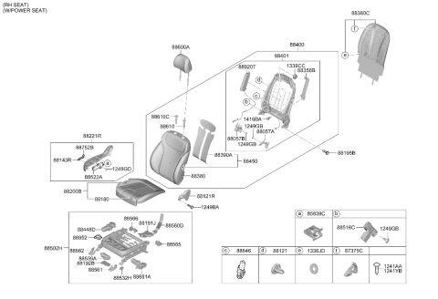 2021 Hyundai Santa Fe Hybrid Front Seat Diagram 2
