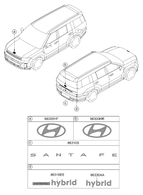 2025 Hyundai Santa Fe Hybrid EMBLEM-HYBRID Diagram for 86314-P7100