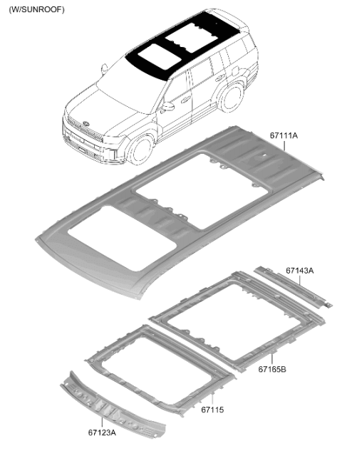 2025 Hyundai Santa Fe Hybrid Roof Panel Diagram 2