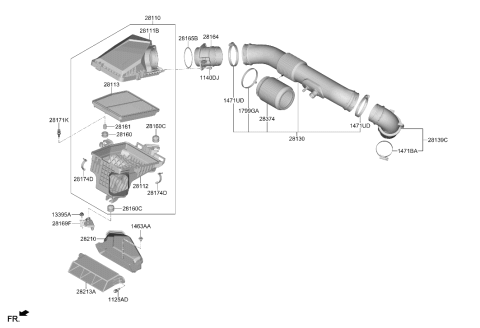 2026 Hyundai Santa Fe Hybrid DUCT ASSY-AIR Diagram for 28210-HB400