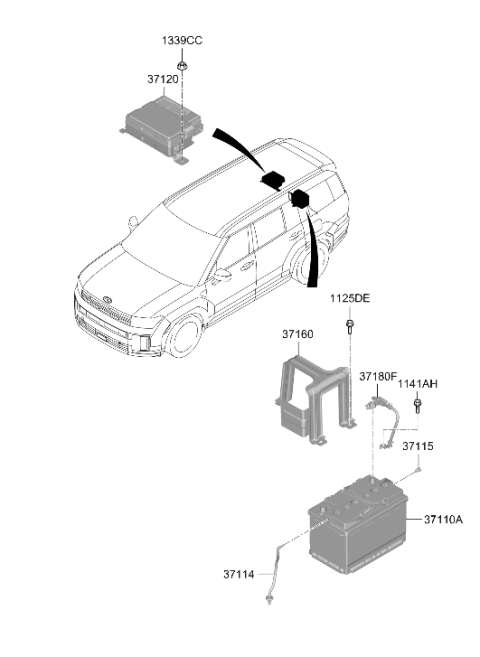 2024 Hyundai Santa Fe Hybrid Battery Sensor Assembly Diagram for 37180-HB000