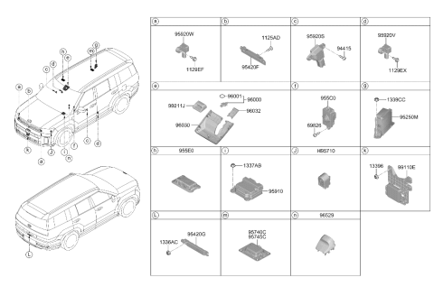 2024 Hyundai Santa Fe Hybrid Air Bag Control Module Assembly Diagram for 95910-HB000
