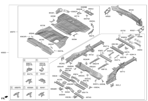 2025 Hyundai Santa Fe Hybrid PANEL ASSY-REAR FLOOR,FRT Diagram for 65511-P6050