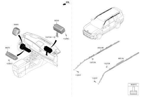 2025 Hyundai Santa Fe Hybrid MODULE ASSY-KNEE AIR BAG Diagram for 80200-R6000
