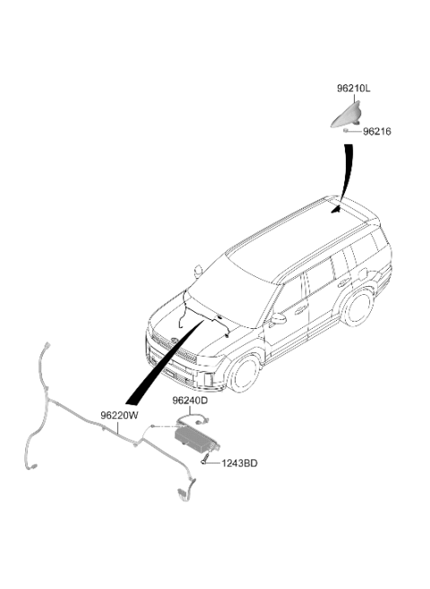 2026 Hyundai Santa Fe Hybrid Antenna Assembly Wireless Diagram for 96240-R6000