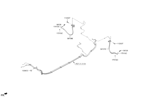 2022 Hyundai Elantra US Alabama made Brake Fluid Line Diagram 2
