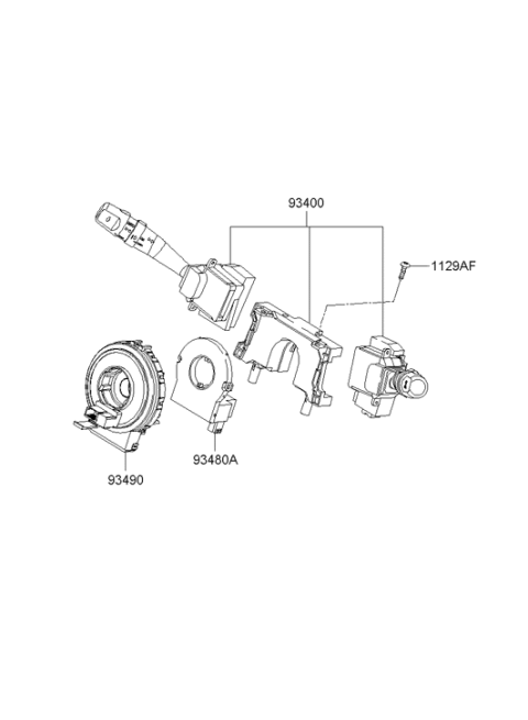 2006 Hyundai Azera Clock Spring Contact Assembly Diagram for 93490-3L010
