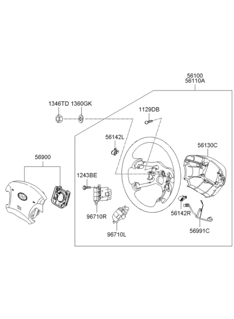 2005 Hyundai Azera Steering Wheel Assembly Diagram for 56110-3L900-A9