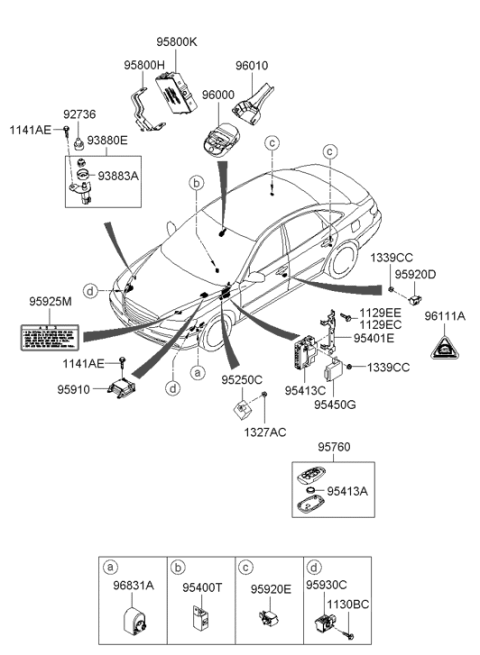 2005 Hyundai Azera TPMS Module Assembly Diagram for 95800-3L500