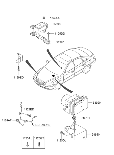 2006 Hyundai Azera Abs Module Diagram for 58920-3L000