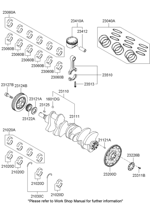 2006 Hyundai Azera Crankshaft Diagram for 23111-3C230