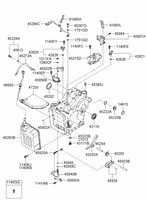 2005 Hyundai Azera Auto Transmission Case Diagram 2