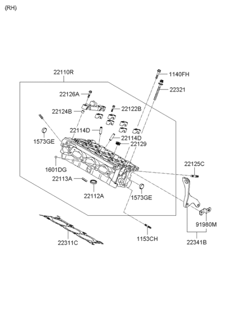 2005 Hyundai Azera Cylinder Head & Cover Diagram 2