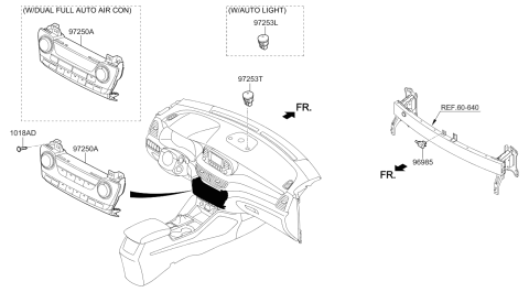 2019 Hyundai Tucson Heater Control Assembly Diagram for 97250-D3GF1-TGG